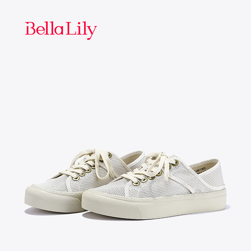 bellalily休闲平底网面小白鞋