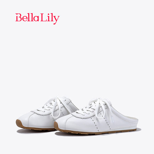 bellalily休闲平底外穿包头拖鞋