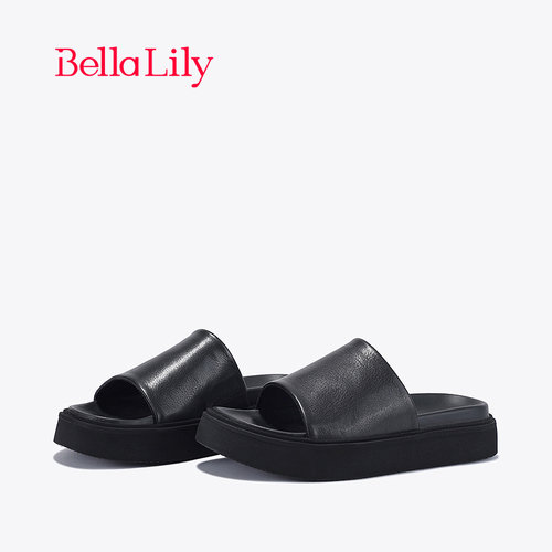 bellalily休闲厚底踩屎感一字拖