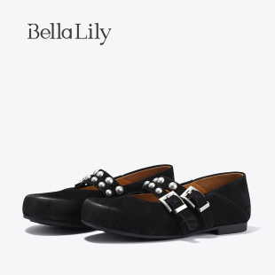 新款 牛皮玛丽珍鞋 双扣带浅口单鞋 芭蕾舞鞋 法式 BellaLily2025秋季