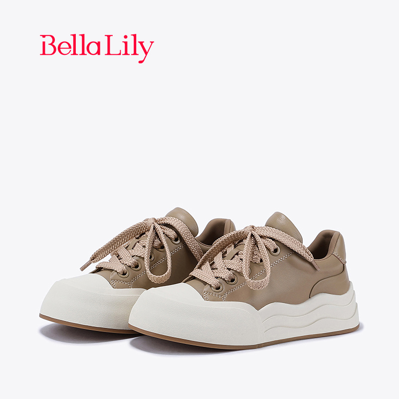 bellalily百搭厚底牛皮透气板鞋