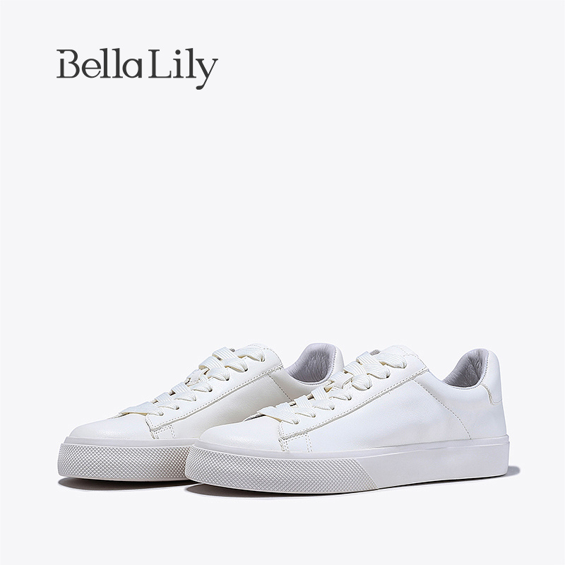 bellalily百搭平底牛皮小白鞋