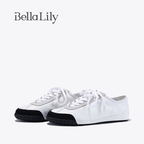 bellalily休闲平底牛皮小白鞋