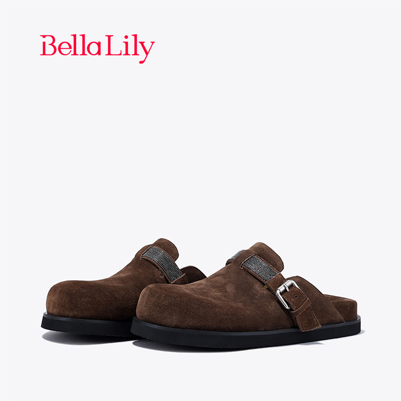 bellalily复古厚底无后跟勃肯鞋