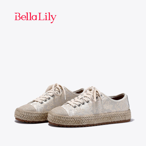 bellalily复古平底渔夫麻绳板鞋