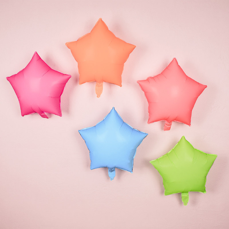 荧光色五角星铝膜气球生日布置派对装饰用品婚房布置创意浪漫气球