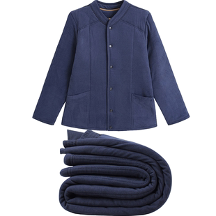 冬季中老年人驼绒棉衣外套男士棉袄棉裤套装爸爸加绒加厚棉服老人