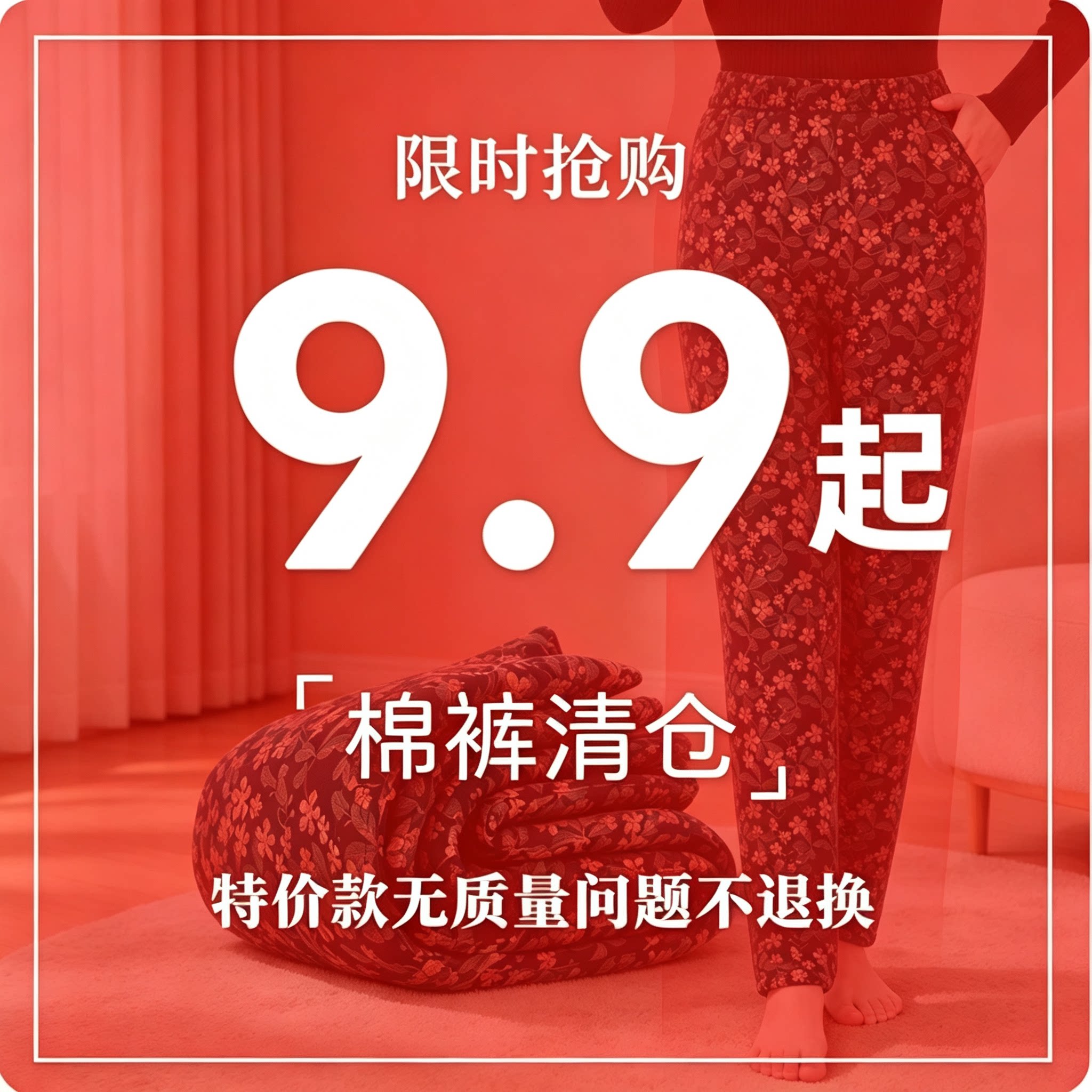 不退换断码捡漏9.9元起 福袋清仓驼绒棉裤保暖棉袄男女冬季必备