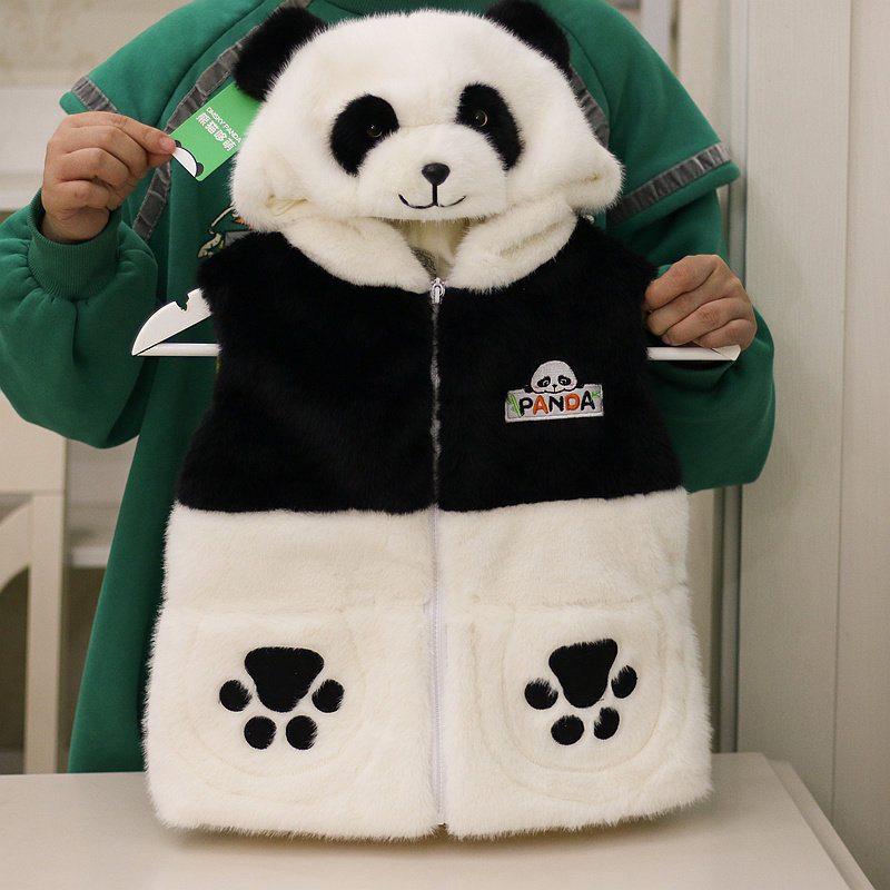 正版仿水貂毛熊猫花花马甲毛绒玩具马夹萌冬季成都基地同款面料好,玩具/童车/益智/积木/模型,毛绒/玩偶/公仔/布艺类玩具,淘宝优惠券,粉丝福利购,淘宝优惠卷