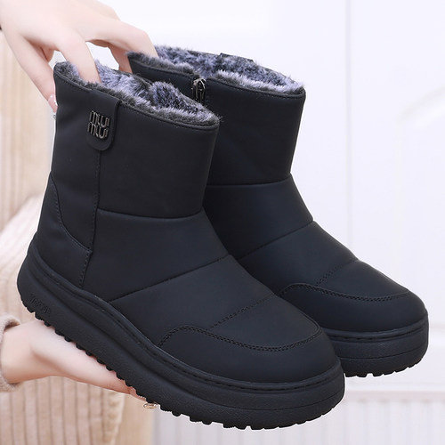 防水防滑雪地靴冬季厚底面包棉鞋