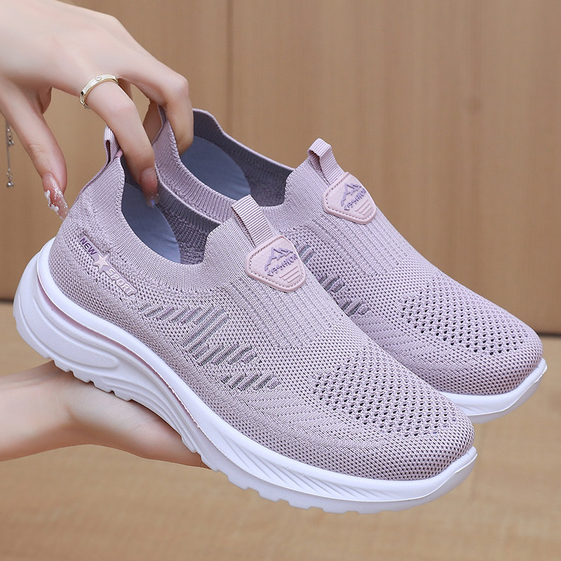 老北京布鞋女夏季透气网面休闲运动鞋一脚蹬中老年妈妈鞋厚底轻便,女鞋,传统布鞋,淘宝优惠券,粉丝福利购,淘宝优惠卷