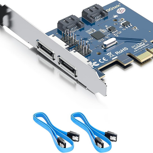 PCIe X1转SATA3.0扩展卡 2端口6Gbps 台式机扩容加装硬盘即插即用