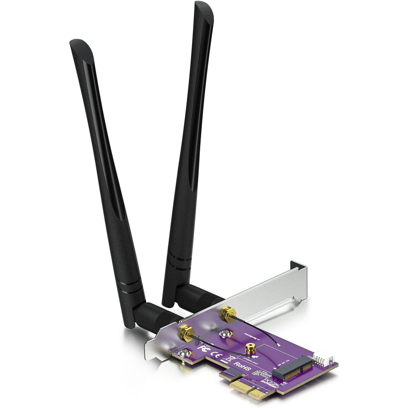 PCIe x1转M.2 WiFi蓝牙适配器 支持A+E Key NGFF模块 双频5G天线 台式机无线升级图片