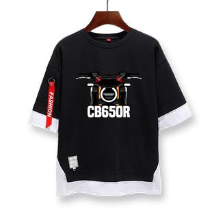 可定制CB650R金翼非双机车摩托车骑行车队短袖t恤衫男5五分袖中袖