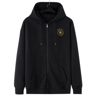 德国足球队日耳曼战车球迷服开衫卫衣男女拉链连帽外套带帽子球衣