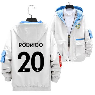 利兹联队服白玫瑰罗德里戈足球迷服连帽夹克男女外套带帽衫球衣服