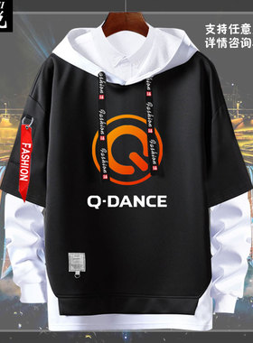 猎头者hardstyle Q-Dance电音DJ假两件连帽卫衣男女学生外套帽衫