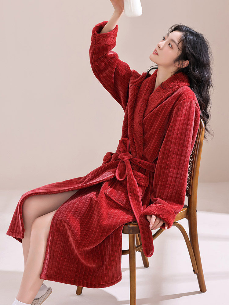 CHENILLE DRESSING GOWN WOMENS WINTER THICKENED FLANNEL BATHROBE WOMENS LONG LUXURY YUKATA CORAL VELVET LARGE SIZE PLUSH PAJAMAS