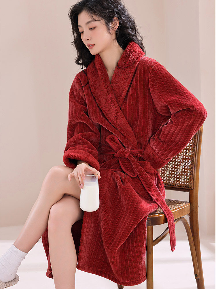 CHENILLE DRESSING GOWN WOMENS WINTER THICKENED FLANNEL BATHROBE WOMENS LONG LUXURY YUKATA CORAL VELVET LARGE SIZE PLUSH PAJAMAS
