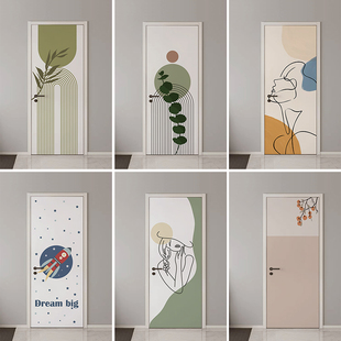 门贴纸整张自粘旧木门翻新遮丑改造壁纸防水防潮玻璃门衣柜移门贴