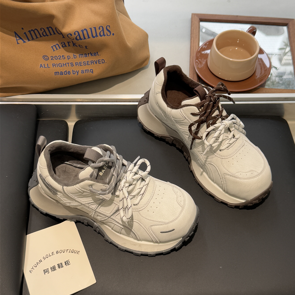 厚底真皮2025冬运动低帮百搭系带