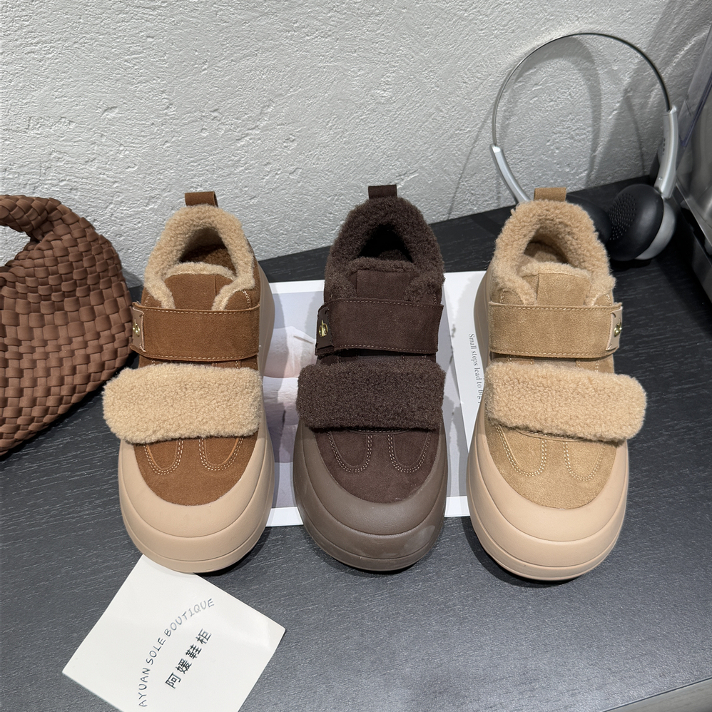 2025冬新款厚底魔术贴毛毛鞋