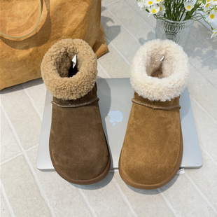 雪地靴M5507 MONIKA保暖毛绒勃肯鞋 女头层牛反绒羊羔毛短靴冬季