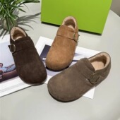 加绒内增高2025冬季 反绒皮勃肯鞋 一脚蹬懒人棉鞋 与涩 770