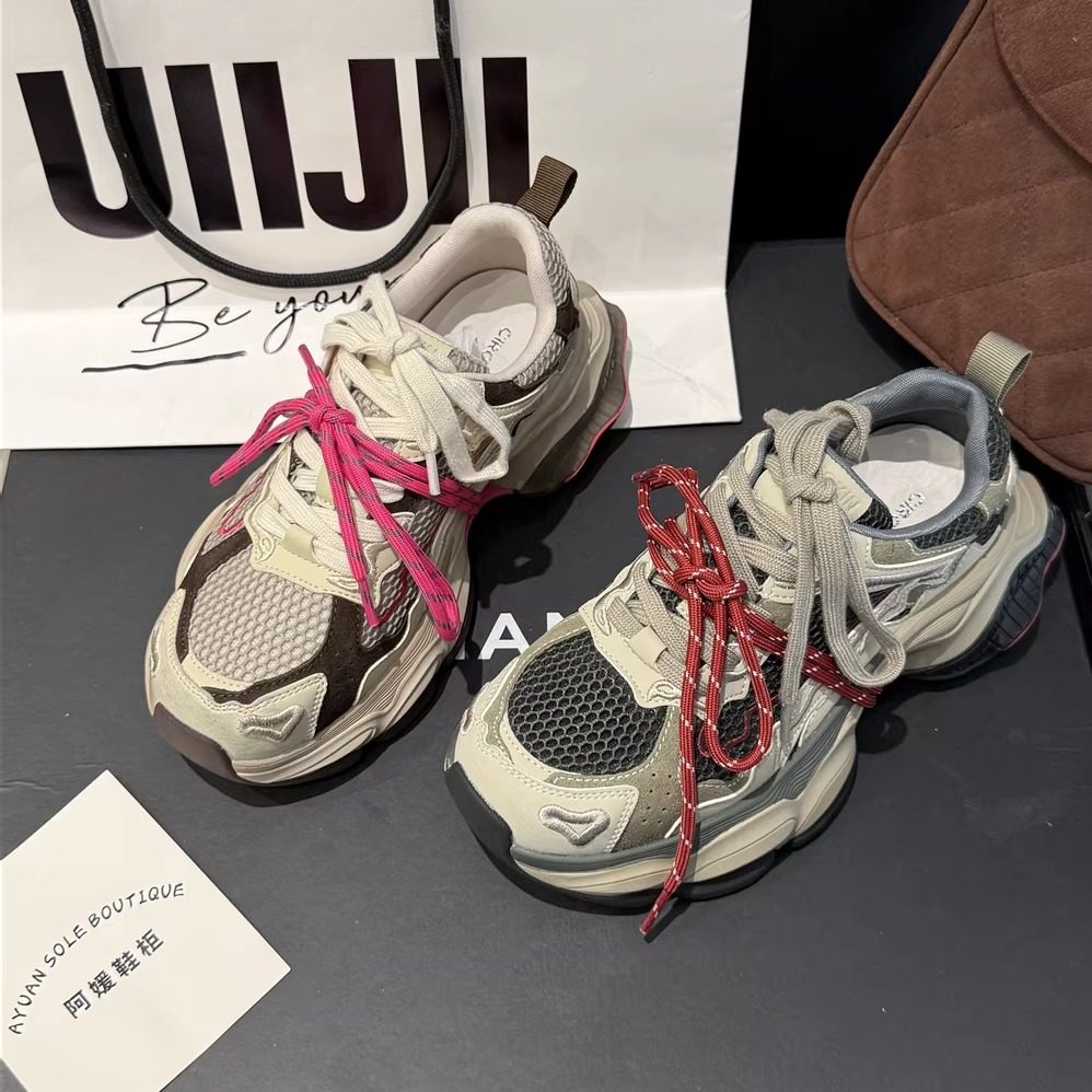 圆典~潮流真皮绑带厚底老爹鞋女春季透气百搭增高休闲运动鞋81-01,女鞋,老爹鞋,淘宝优惠券,粉丝福利购,淘宝优惠卷