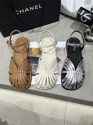 猪笼鞋罗马风格镂空舒适小众平底