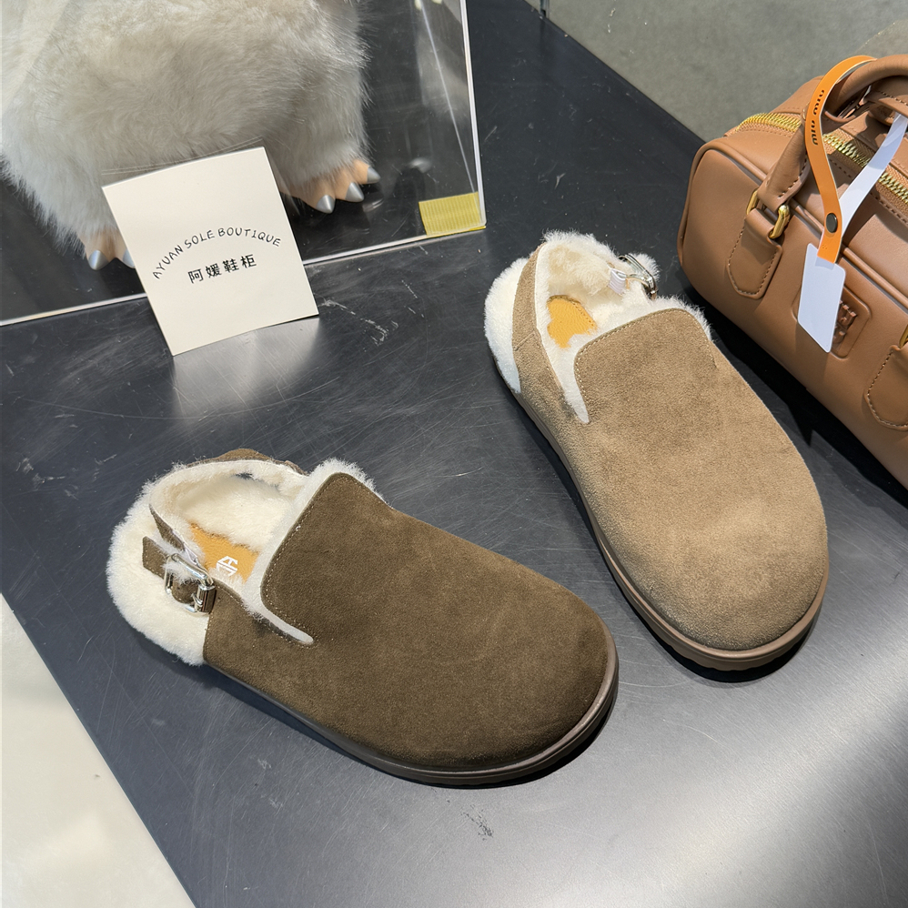 蝶澳~2025冬新舒适厚底勃肯鞋磨砂皮加绒加厚短筒时尚百搭69H1365