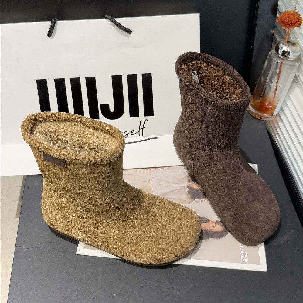 圆典~翻边雪地靴女冬季加绒保暖毛绒短靴外穿百搭棉鞋YD35-501