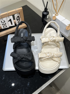 蝶澳~女凉鞋2024夏季新款百搭小众蝴蝶结一脚蹬舒适莱卡布踩屎感