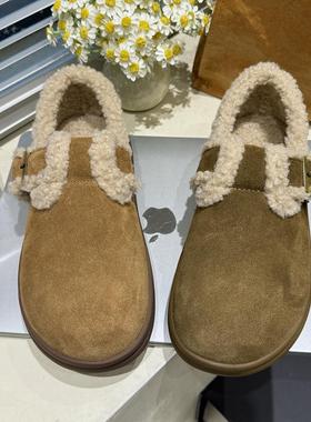 TATAFOCUS~加绒加厚厚底一脚蹬懒人勃肯鞋磨砂皮棉鞋2025冬9132