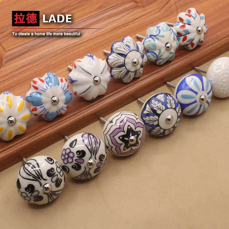 美式现代简约风抽屉单孔陶瓷拉手