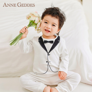 绅士婴儿服百天连体衣周岁礼服礼物 AnneGeddes男宝宝满月衣服秋装