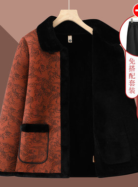 中老年人奶奶装冬季外套加绒加厚老人衣服妈妈秋冬新款唐装棉袄女