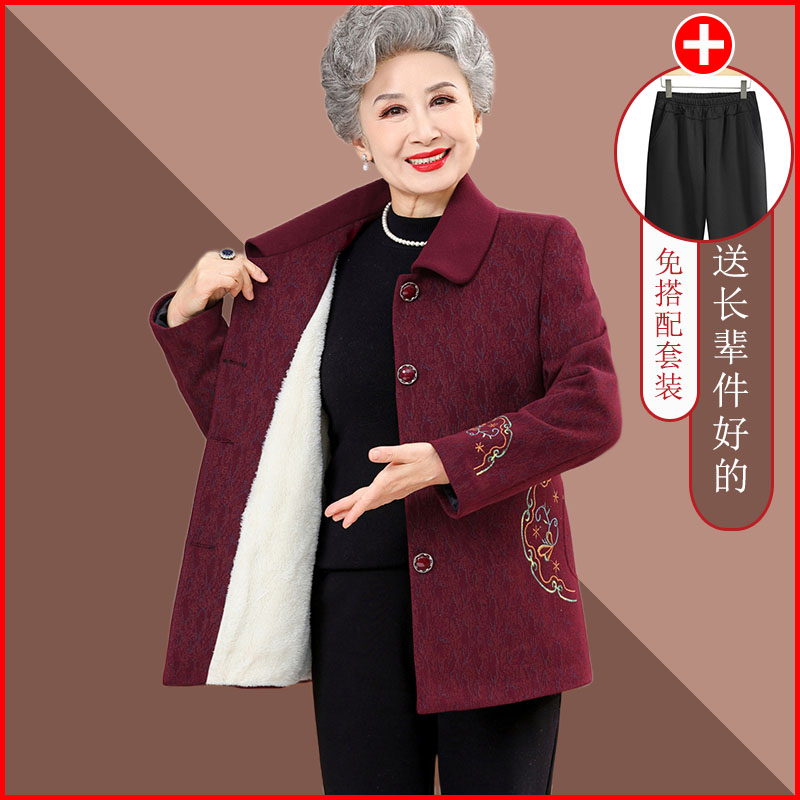 妈妈新款春装毛呢外套短款