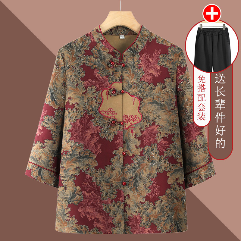 中老年人春装衬衫女奶奶夏装上衣薄款宽松妈妈套装老太太春秋衣服