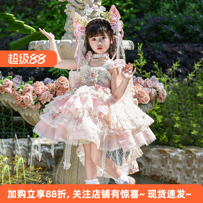 洛丽塔女童夏季粉色公主连衣裙图片