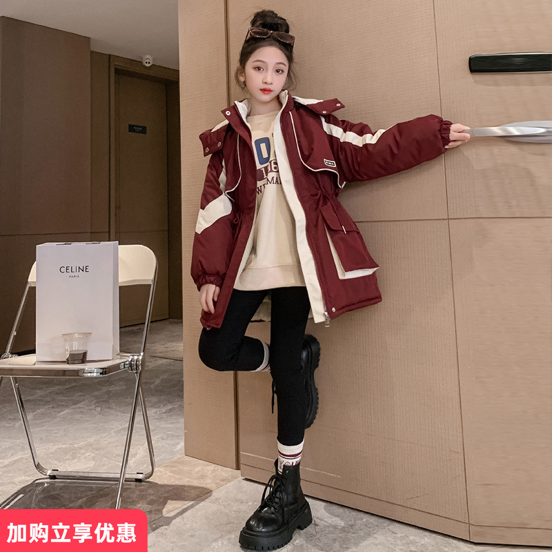 女童加绒加厚秋冬季棉服外套