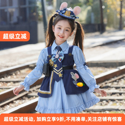春款女童朱迪COS兔子警官公主裙