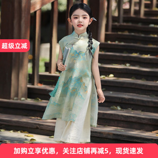 国风儿童旗袍女童连衣裙夏装2026新款套装新中式女孩古风日常汉服