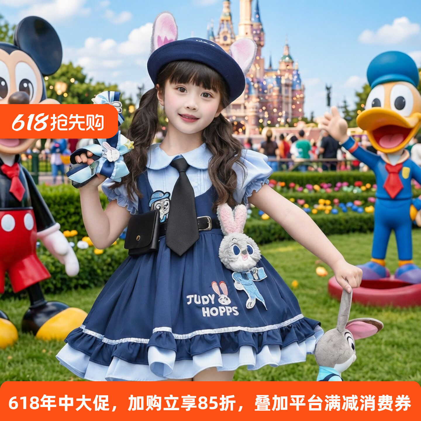 女童夏季公主裙兔子警官衣服儿童疯狂动物城cos服小女孩生日裙子