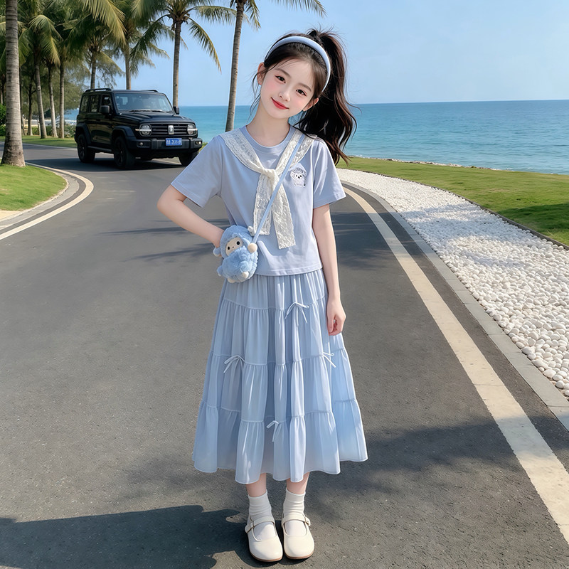 多巴胺女童夏季短袖裙子套装图片