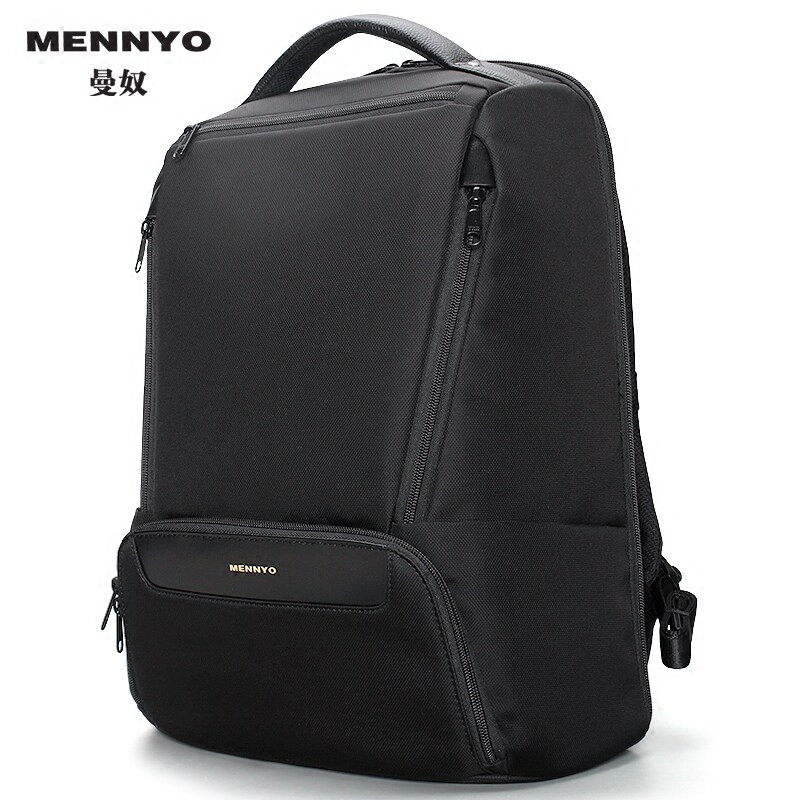 曼奴双肩包男士真皮商务旅行包电脑包相机大容量定型尼龙布运动包