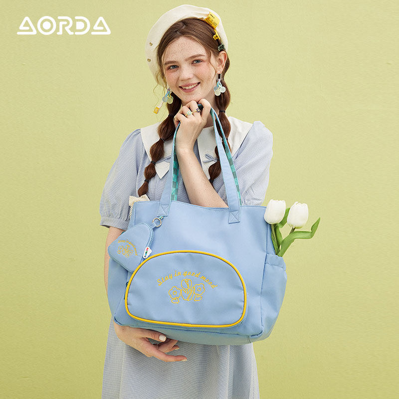 AORDA花熊手账托特包女大容量通勤电脑包原创单肩包大学生上课包