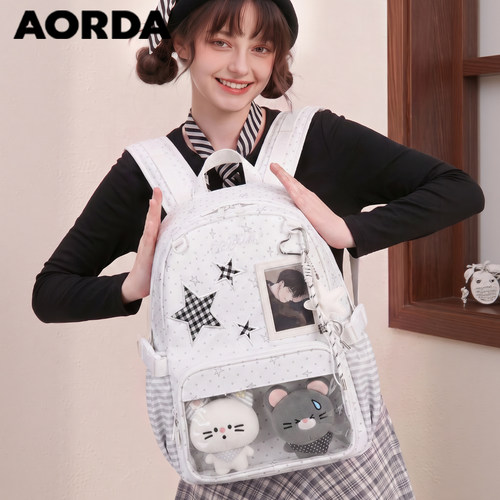 AORDA日常痛包波点双肩背包书包