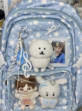 AORDA 二次元娃包吧唧大容量高中生背包双肩蓝色痛包书包初中女生