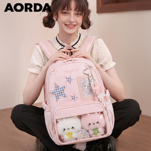 AORDA简约简约波点双肩背包书包